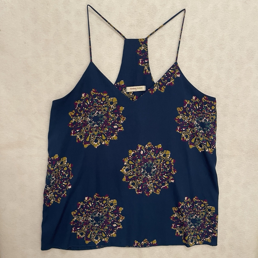 Newbury Kustom Women's Teal Blue Adjustable Strap Racerback Cami Tank Top Sz M